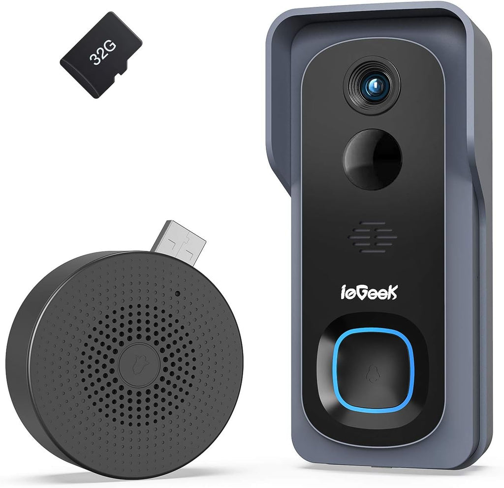 Wireless Video Doorbell Camera with Indoor Chime, 1080P HD, Rechargeable Battery, Pack of 2 L428