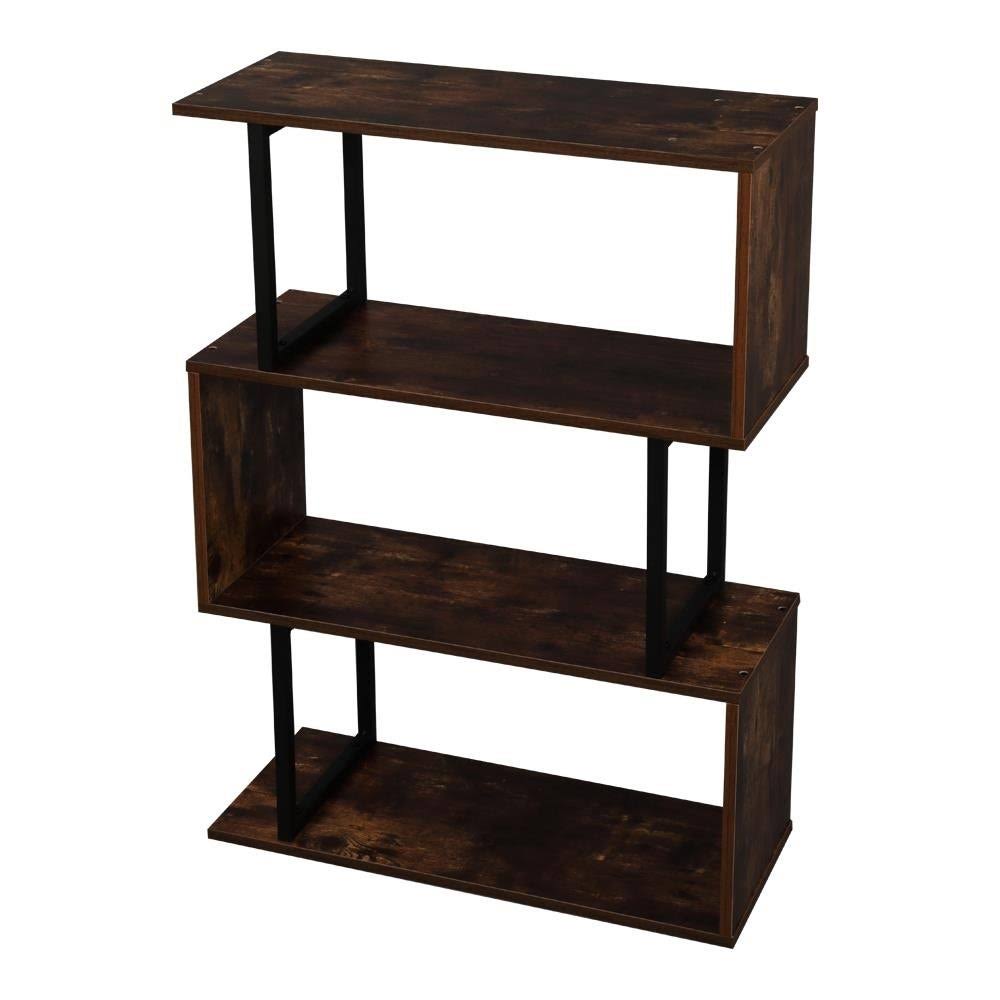 Brown 3-Tier Metal Bookcase V7223
