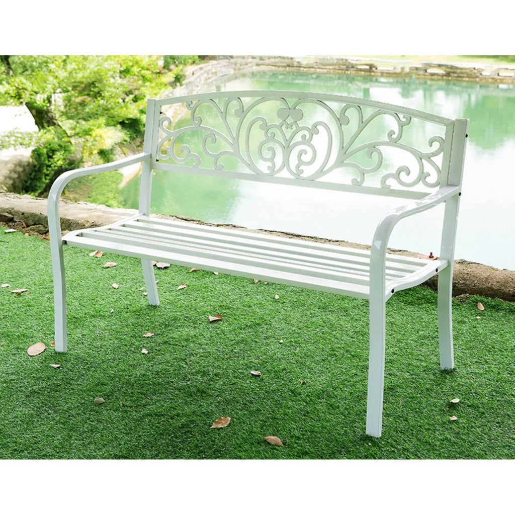 White 50 Inch Garden Bench S7387