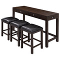 4-Piece Counter Height Table Set with Leather Padded Stools S957445