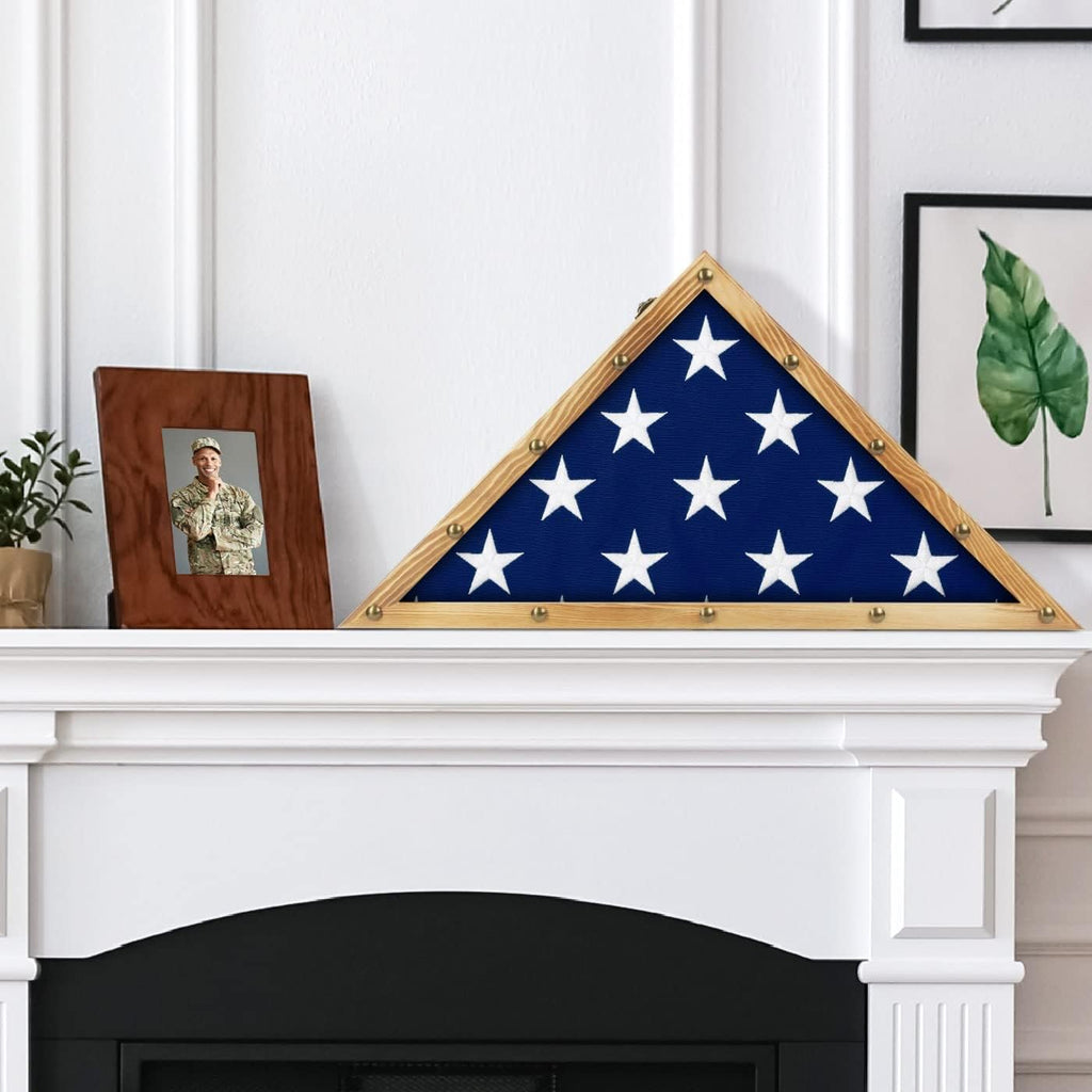 Rustic Wood Flag Display Case Triangle Shadow Box Y7694