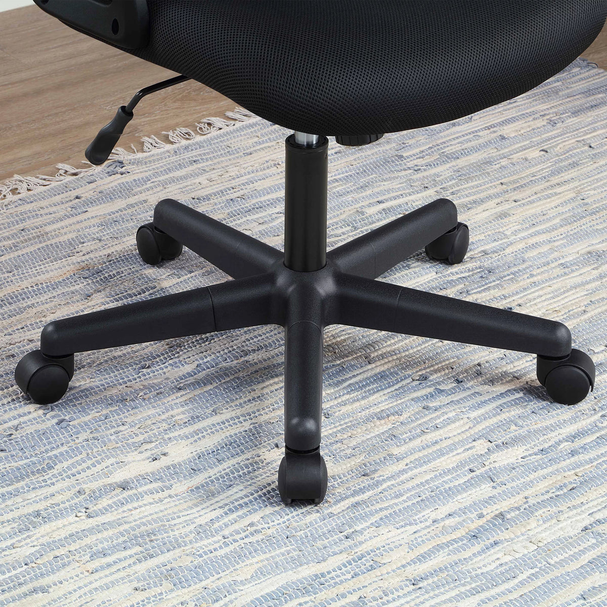 Black Fabric Ergonomic Office Chair with Adjustable Headrest L44605