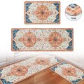 2pcs Waterproof Non Slip Kitchen Mat 0.4" Thick Cushioned Rug 17"x48"+17"x28" Orange M4497