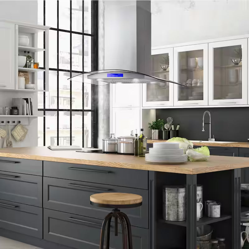 36 in. Stainless Steel Ductless Island Range Hood with Carbon Filter S490