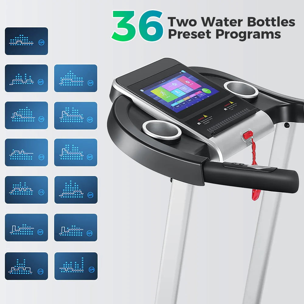 Silver Treadmill with 10 HD Touchscreen and 36 Preset Programs F4743