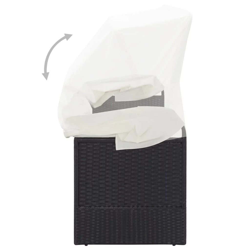 Adjustable Sun Lounger with Canopy and Cushion S70734