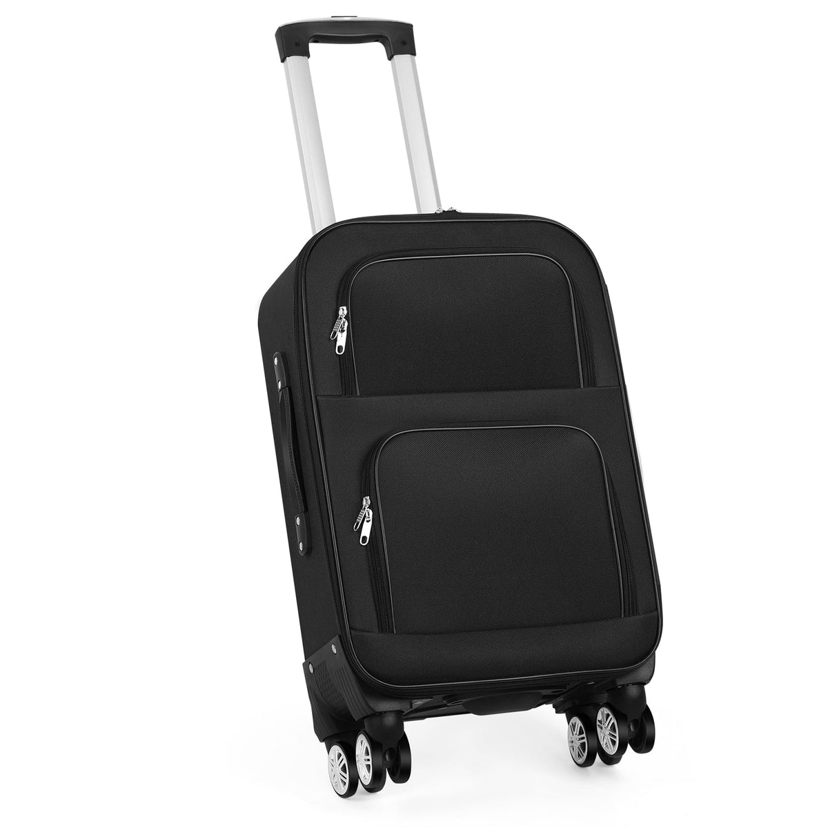 20 inch Softside Black Carry On Suitcase with Spinner Wheels Lock X826