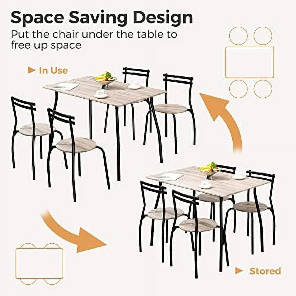 Dining Table Set for 4 Metal Frame with Upholstery Seat T993492