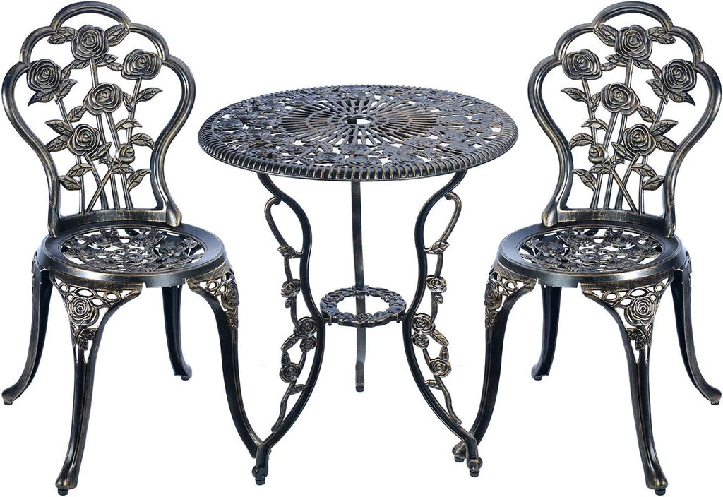 White 3 Piece Cast Aluminum Bistro Table Set Z46616