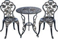 White 3 Piece Cast Aluminum Bistro Table Set Z46616