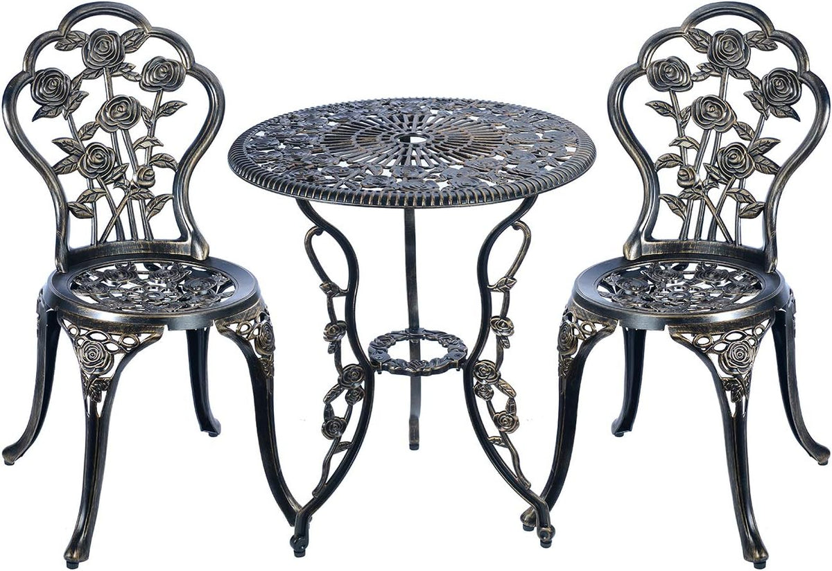 White 3 Piece Cast Aluminum Bistro Table Set Z46616