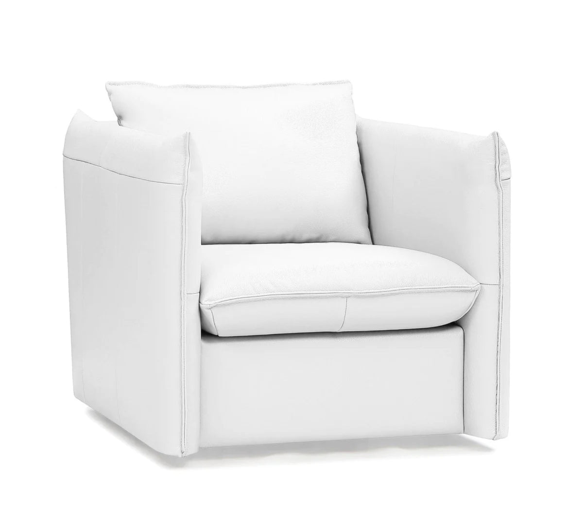 White Genuine Leather Swivel Accent Chair B168