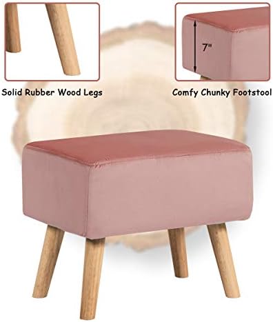 Pink Velvet Accent Chair with Ottoman I164994