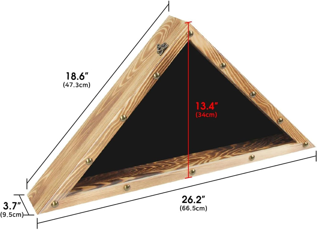 Rustic Wood Flag Display Case Triangle Shadow Box Y7694