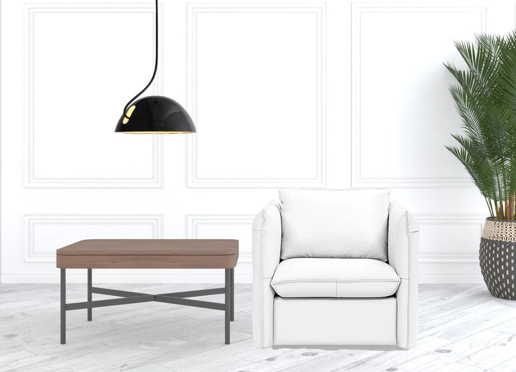 White Genuine Leather Swivel Accent Chair B168