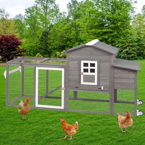 Wooden Chicken Coop Cage with Nesting Box, Waterproof Roof, Removable Tray E445799