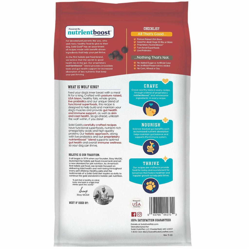 Solid Gold Nutrientboost Wolf King Bison Dry Dog Food N6073