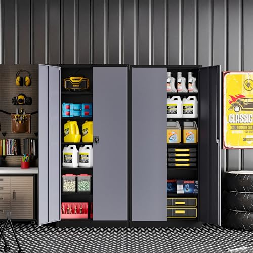 Black Metal Storage Cabinet with Wheels and Adjustable Shelves Q33546