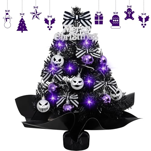 18 Inch Mini Black Christmas Tree Set with Lights Z374977