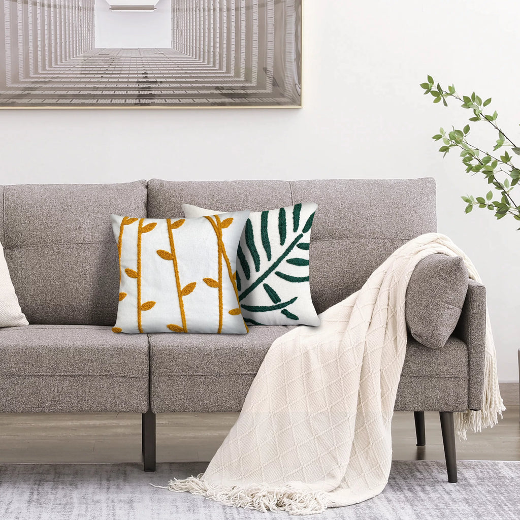 17 x 17 Inch 2 Piece Cotton Throw Pillow Set H90624