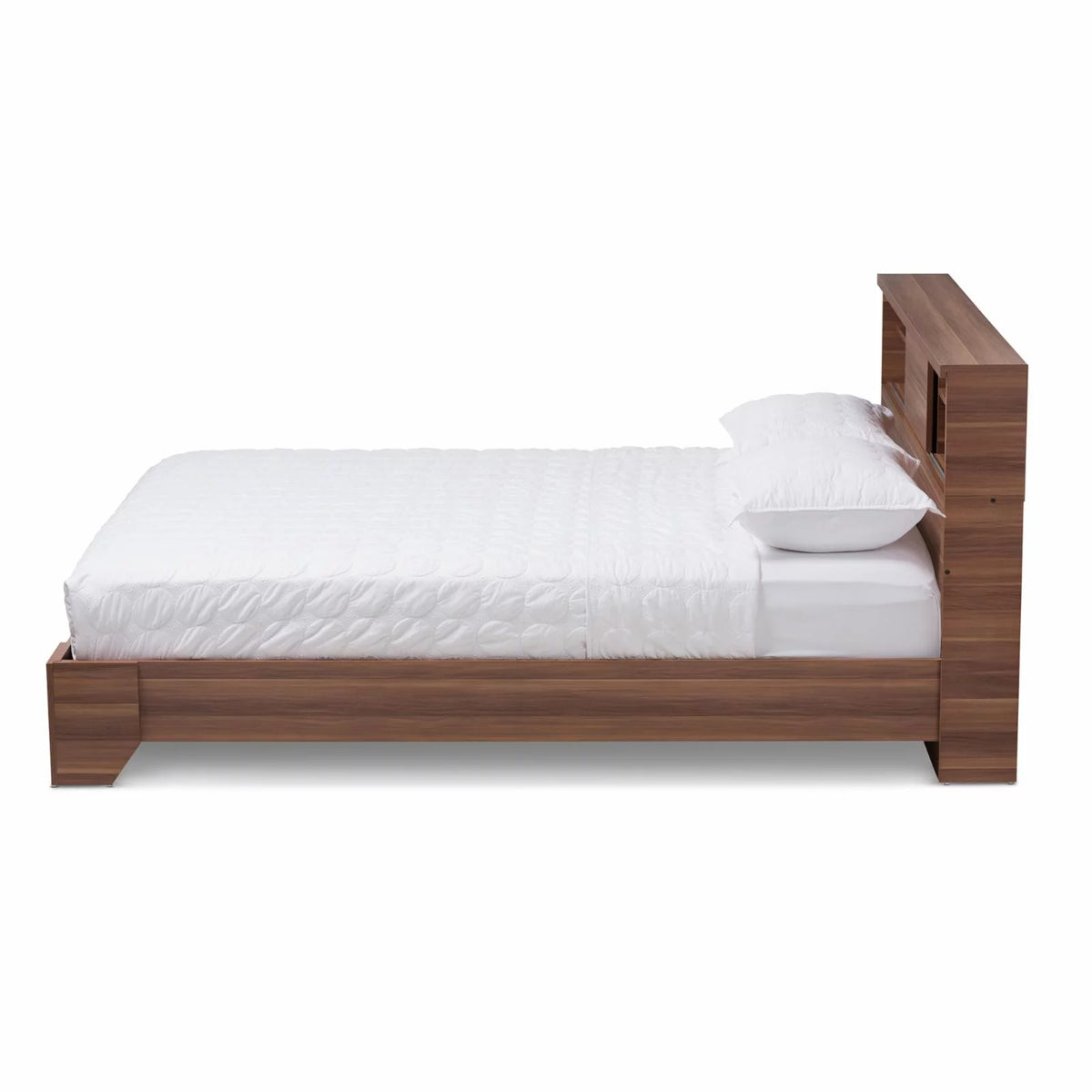 Walnut and Black Wood Queen Size Platform Bed S748653