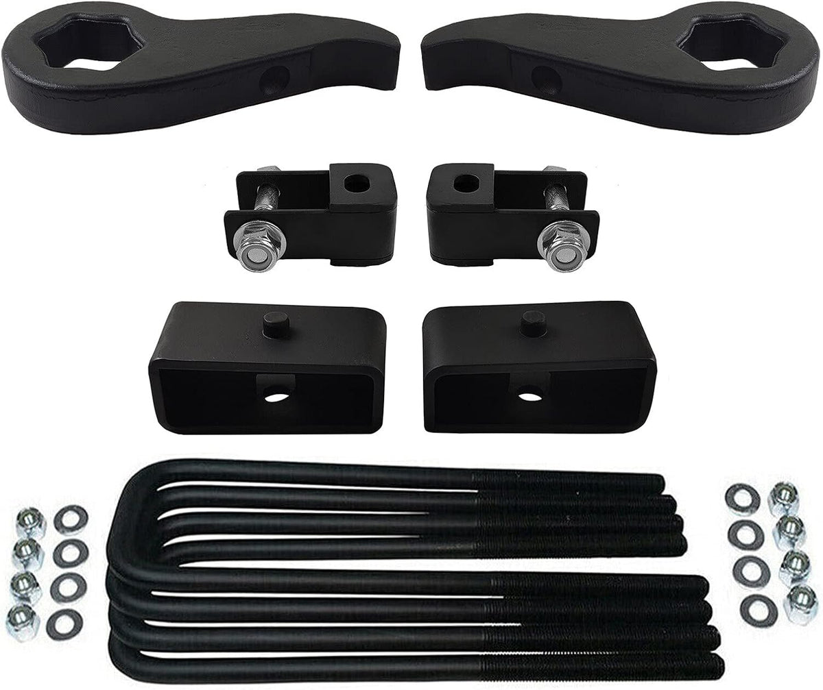 Adjustable Front Lift Forged Steel Torsion Keys & 2.5 Rear Lift Kit with Shock Extenders 4WD 8-Lug Q6586