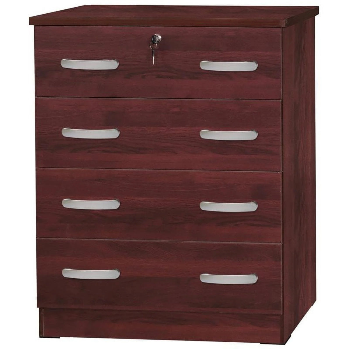 Pine Twin Bed and Dresser with Lock in Mahogany J689