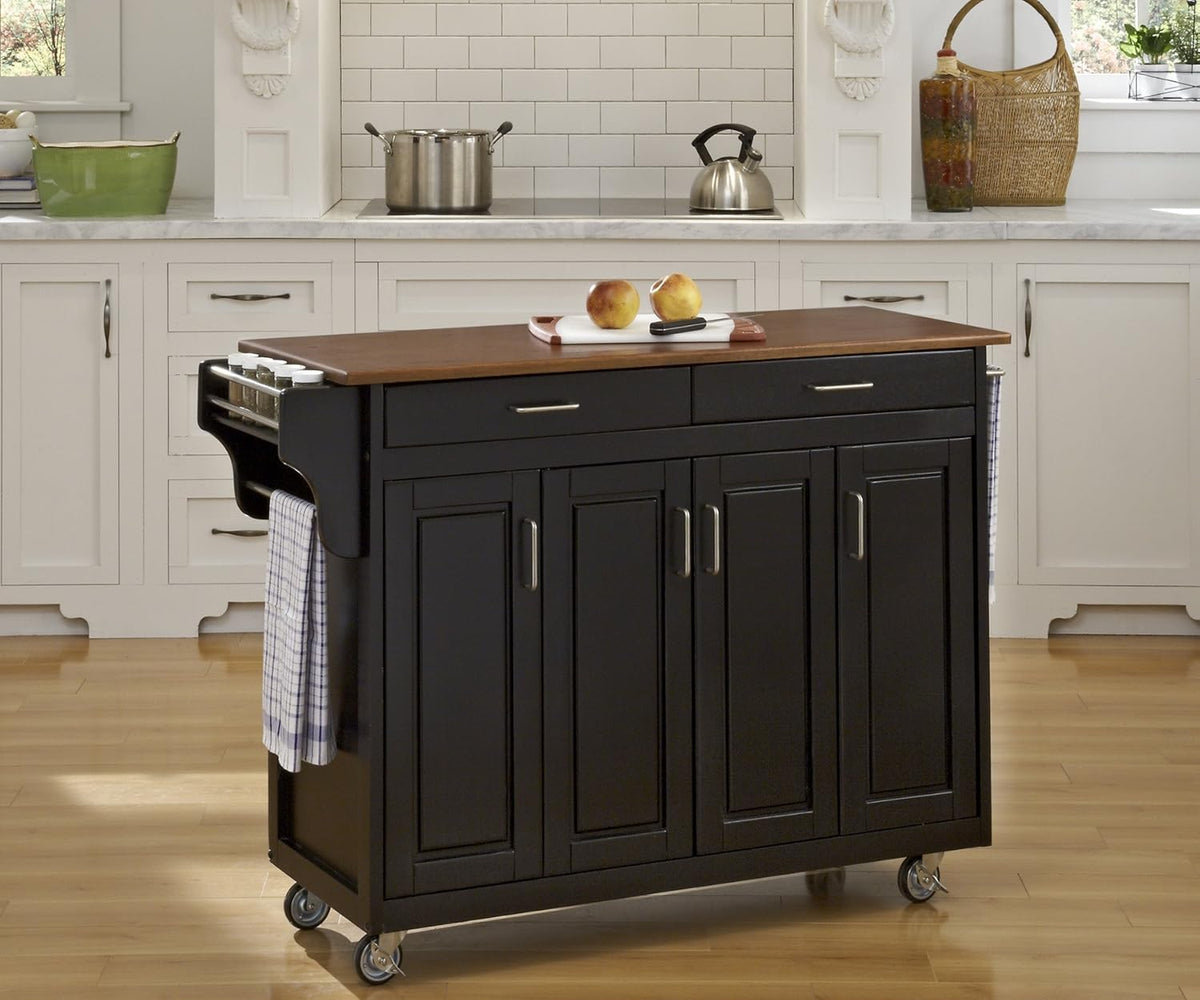 Natural 4 Door Cabinet Kitchen Cart with Gray Granite Top K819