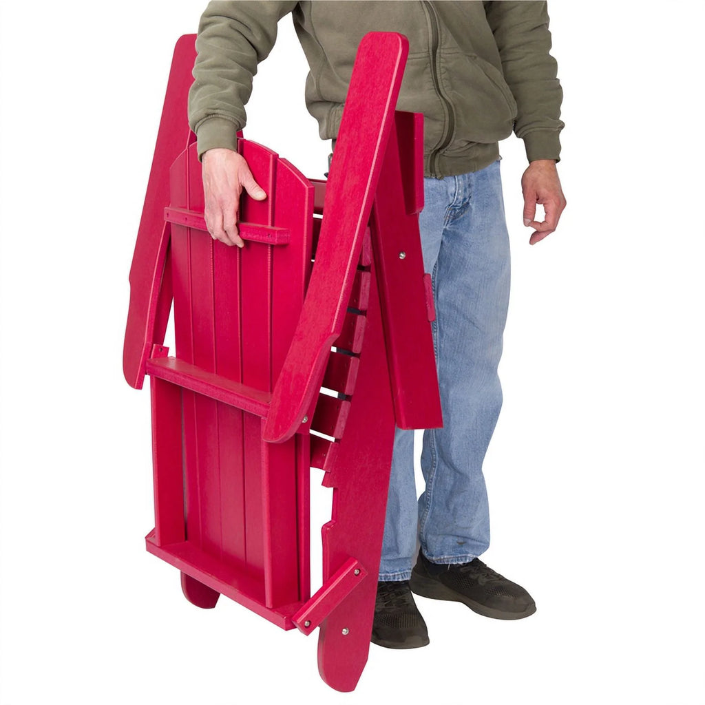 Red All-Weather Resin Folding Adirondack Chair Y542296