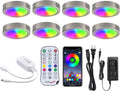 8 Pack LED Dimmable Under Cabinet RGB Puck Lights with Remote L205444