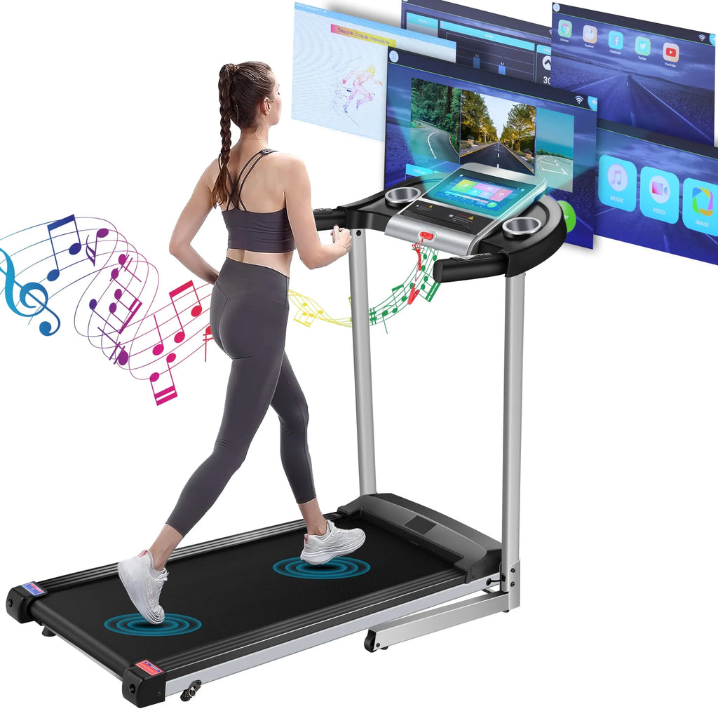 Silver Treadmill with 10 HD Touchscreen and 36 Preset Programs F4743