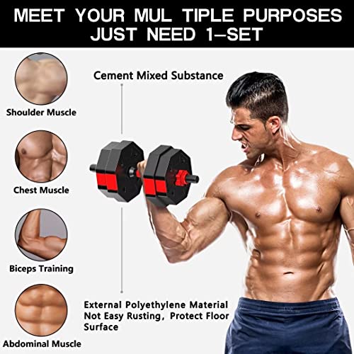 Adjustable Dumbbells Set, 20/30/40/60/80lbs Non-Rolling Hexagon O487