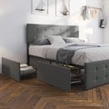 Upholstered Platform Bed Frame with Headboard and 4 Drawers P735827