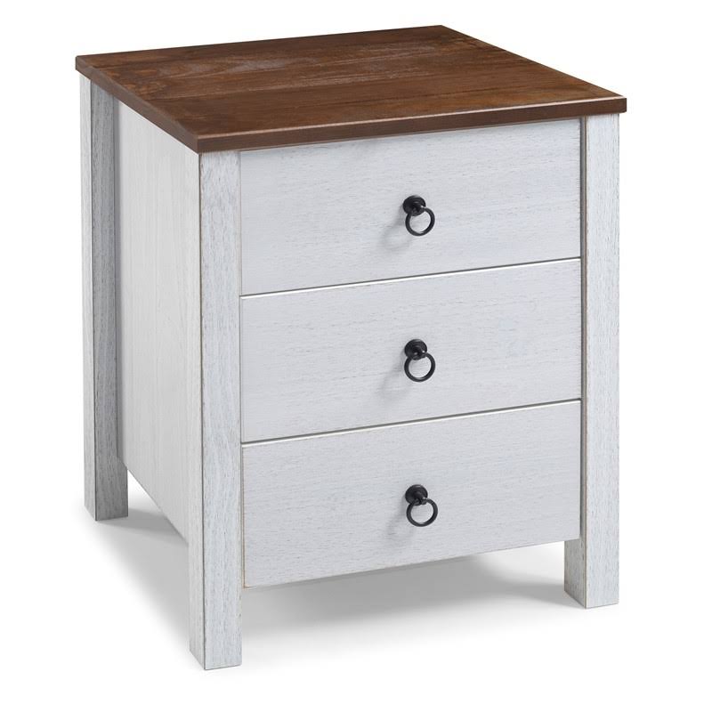 White Distressed Wood Three Drawer Chest I408273