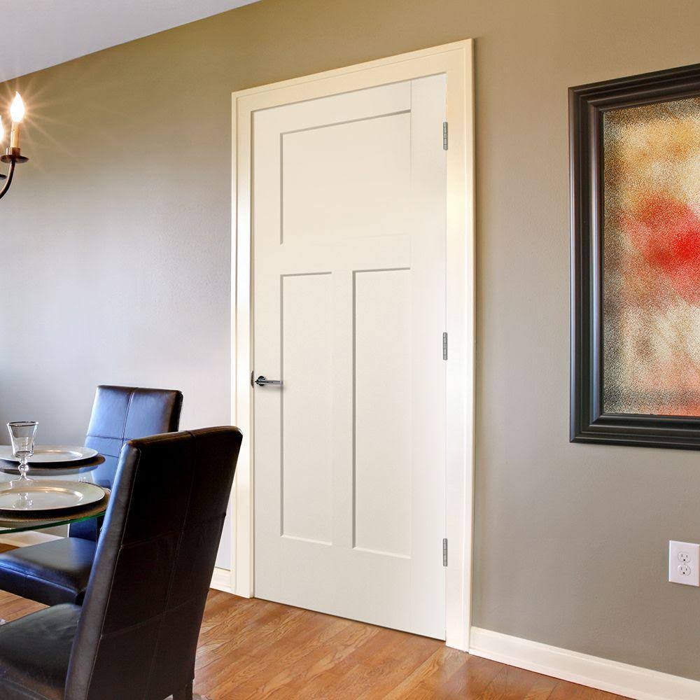 30 in. x 80 in. 3-Panel Right-Handed Solid-Core Primed Composite Single Prehung Interior Door Y984843