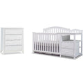 White Baby Crib with Changing Table and Dresser Chest 2 Piece Set Q94844