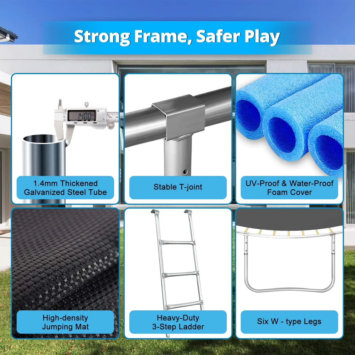 16FT Outdoor Trampoline with Basketball Hoop and Ladder M756270