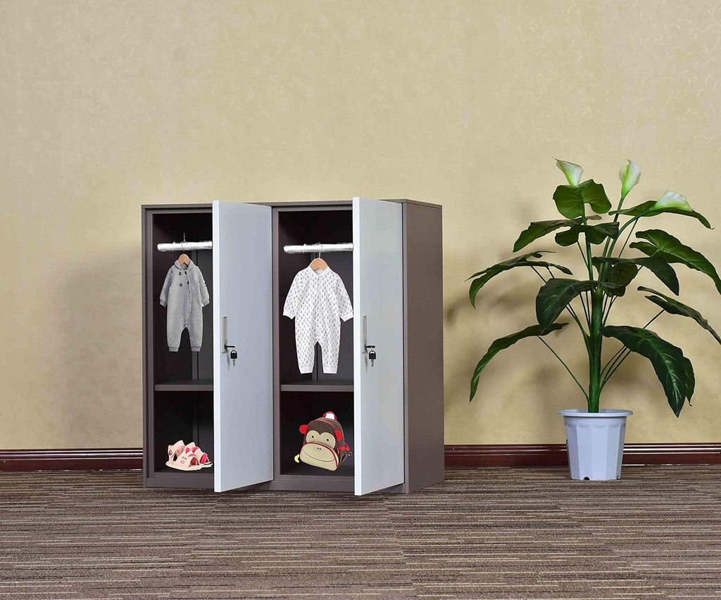 White Metal Storage Cabinet with Lock and Doors P519106
