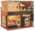 Paris Coffee & Cake Shop Wooden Dollhouse Miniatures DIY Kit with Led Light and Dust Cover M732350