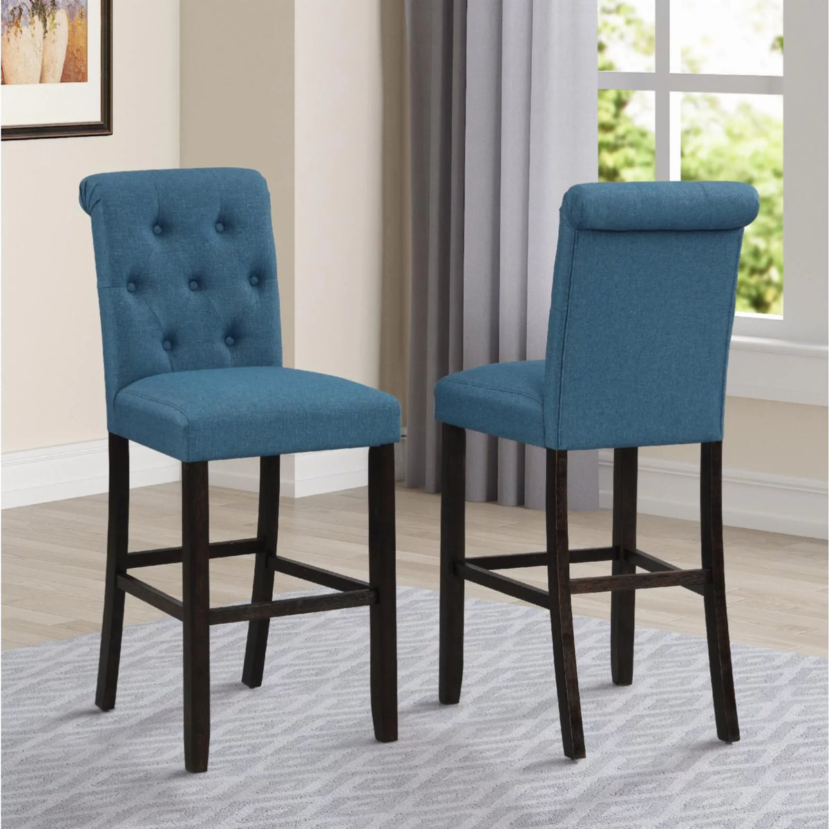 Solid Wood Barstool Set of 2 Gray W69478