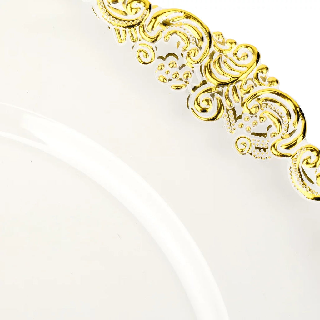 Clear Acrylic Charger Plates with Gold Rim Set of 4 W1297