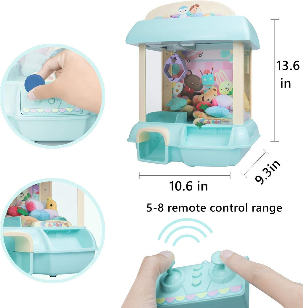 Claw Machine with 12 Dolls, Remote Control, USB Cable, Blue V32619