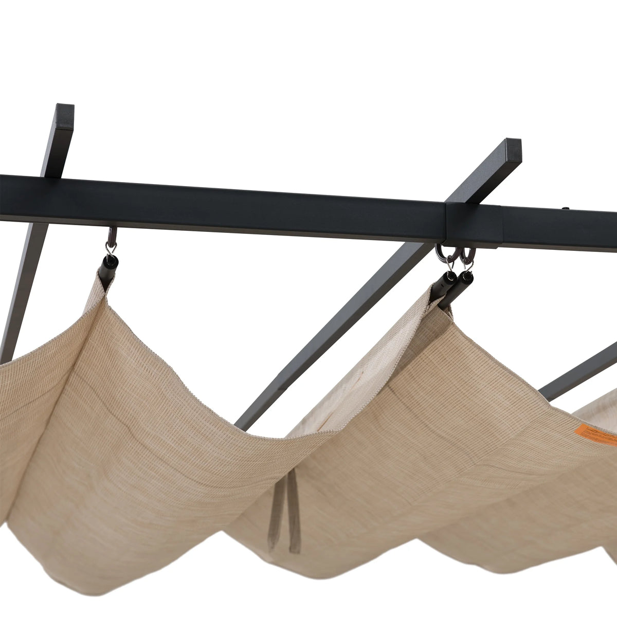 Black Steel Pergola with Adjustable Beige Shade Y60974