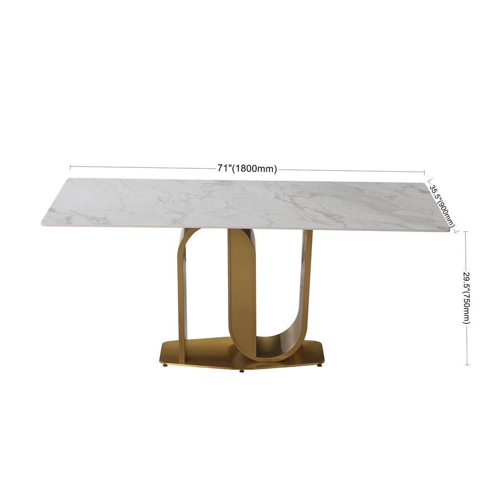 71" Gold Dining Table with Sintered Stone Top H579