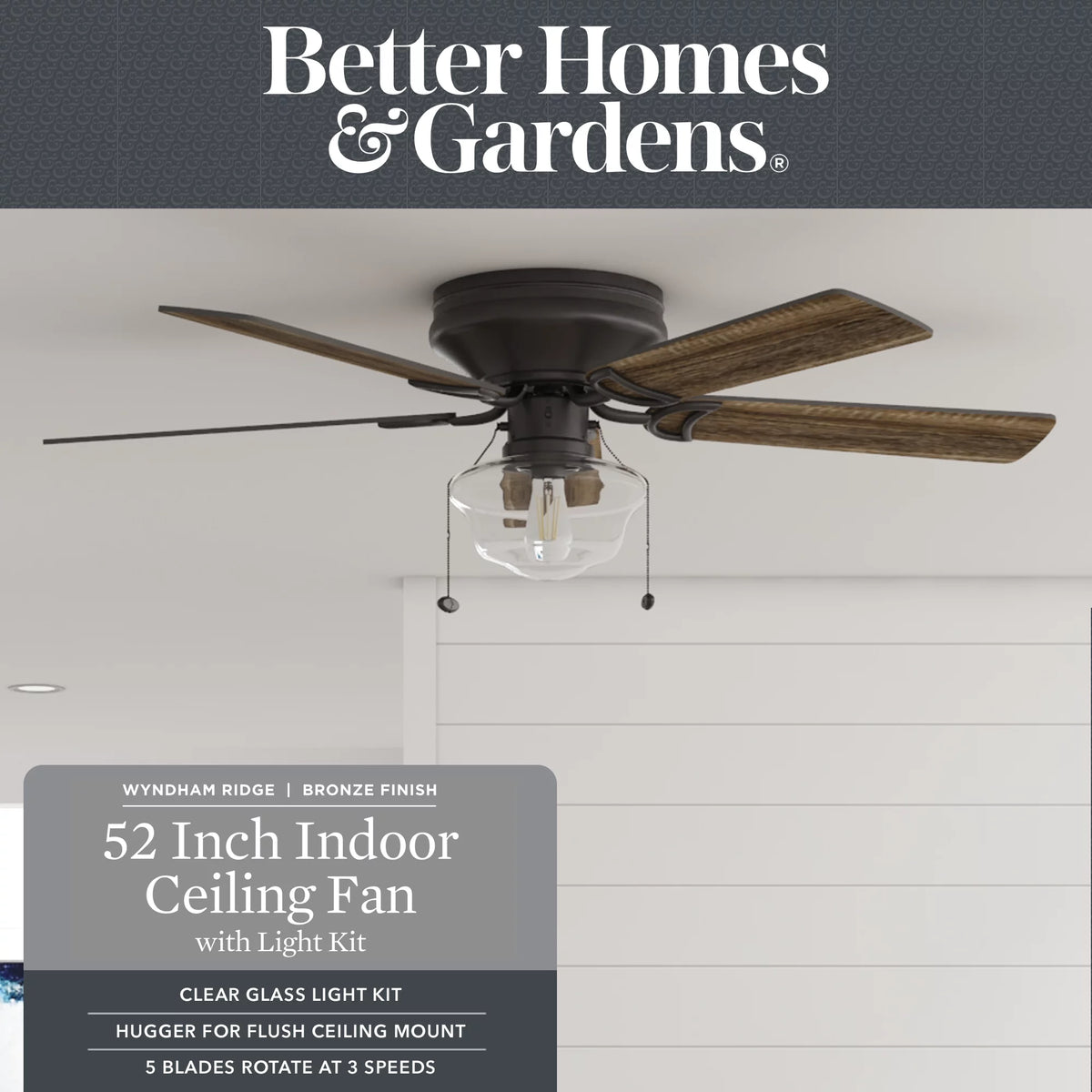 Bronze Indoor Ceiling Fan with Light N2461