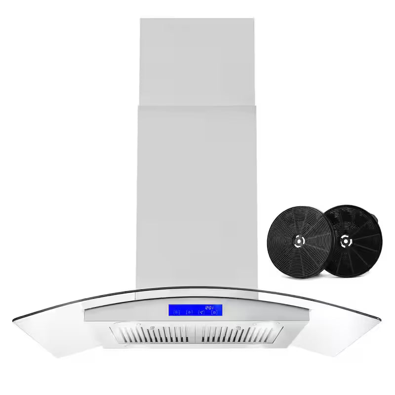 36 in. Stainless Steel Ductless Island Range Hood with Carbon Filter S490