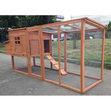 Large Solid Wood Chicken Coop with Run Nesting Box U639550