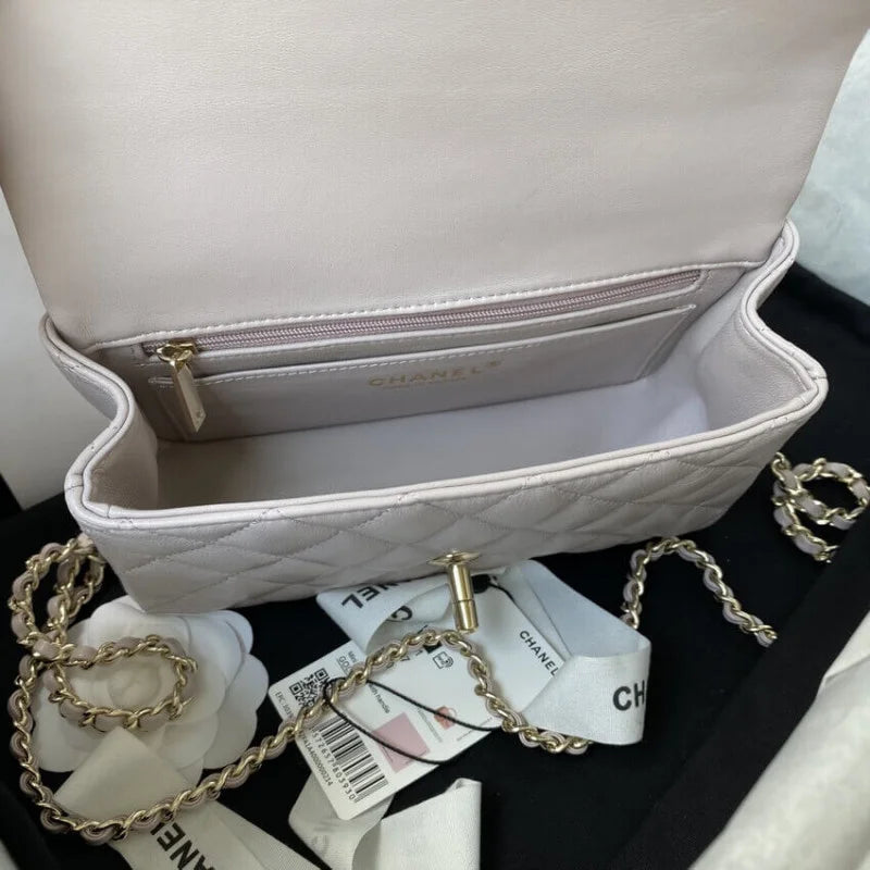 Mini Flap Bag With Top Handle Iridescent Lambskin W38120