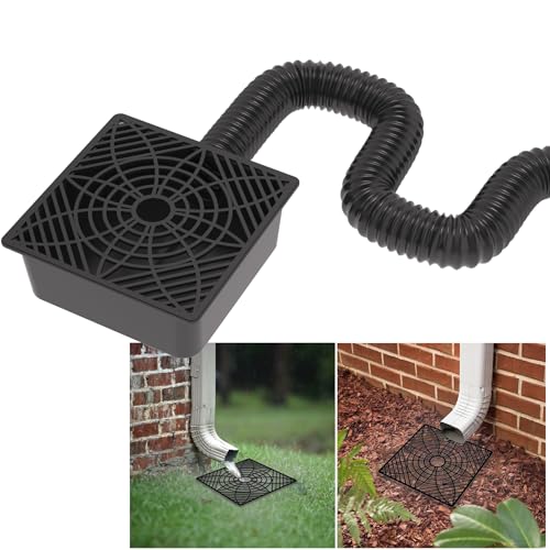 Gutter Downspout Extension, No Dig Catch Basin Low Profile Downspout Extender, Extendable from 1.34’ to 5.1’ W32930