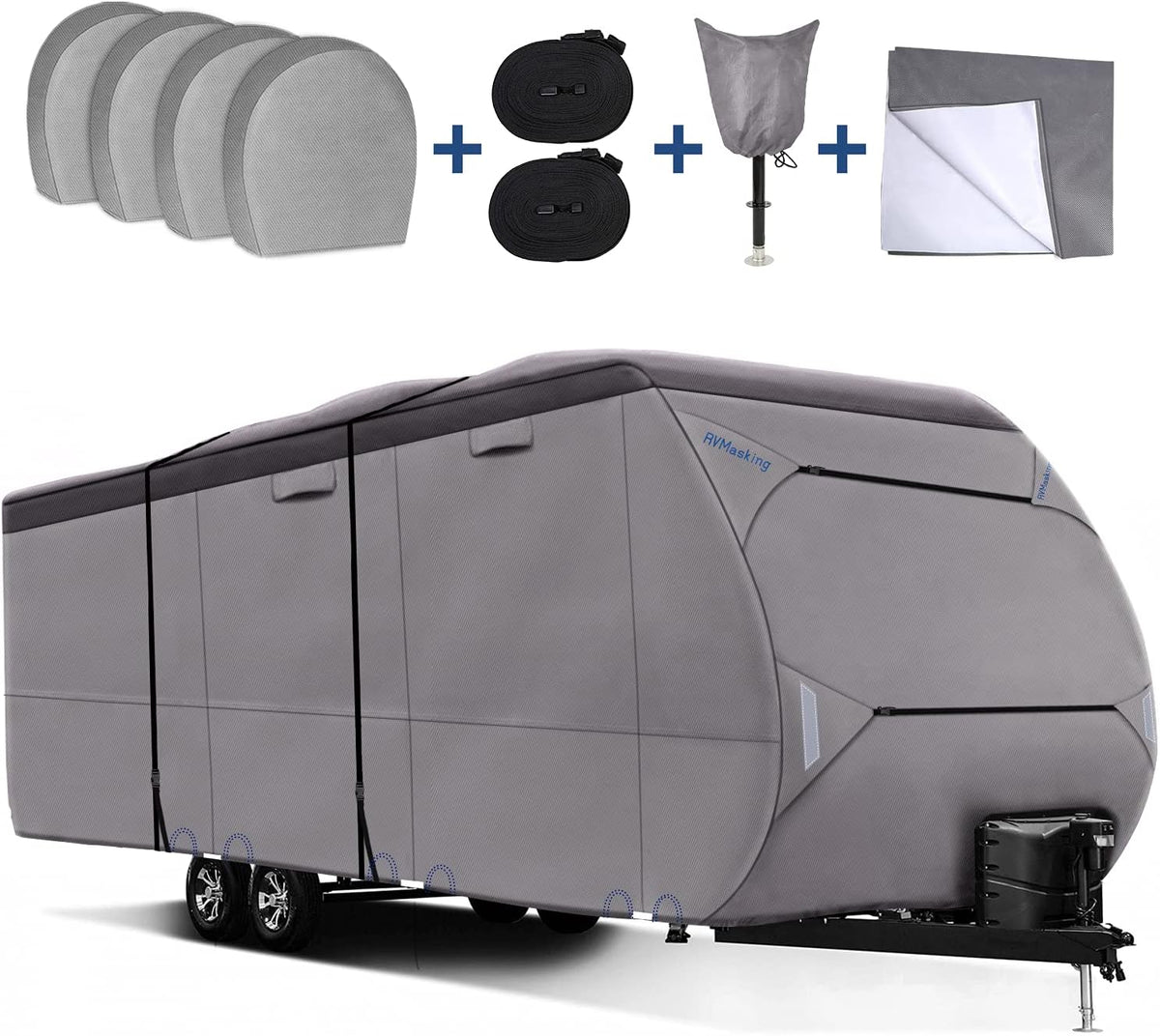 Waterproof 500D Travel Trailer Cover with 4 Tire Covers X351